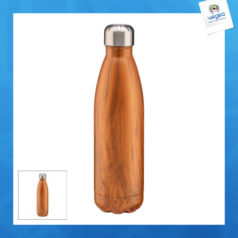 Thermos en acier inoxydable de 500ml avec double paroi isolante avec impression effet bois