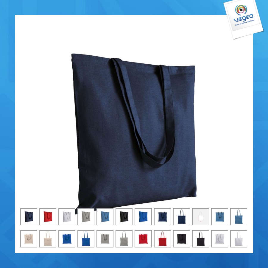 Tote bag en coton/polyester recyclé 180g/m², anses longues