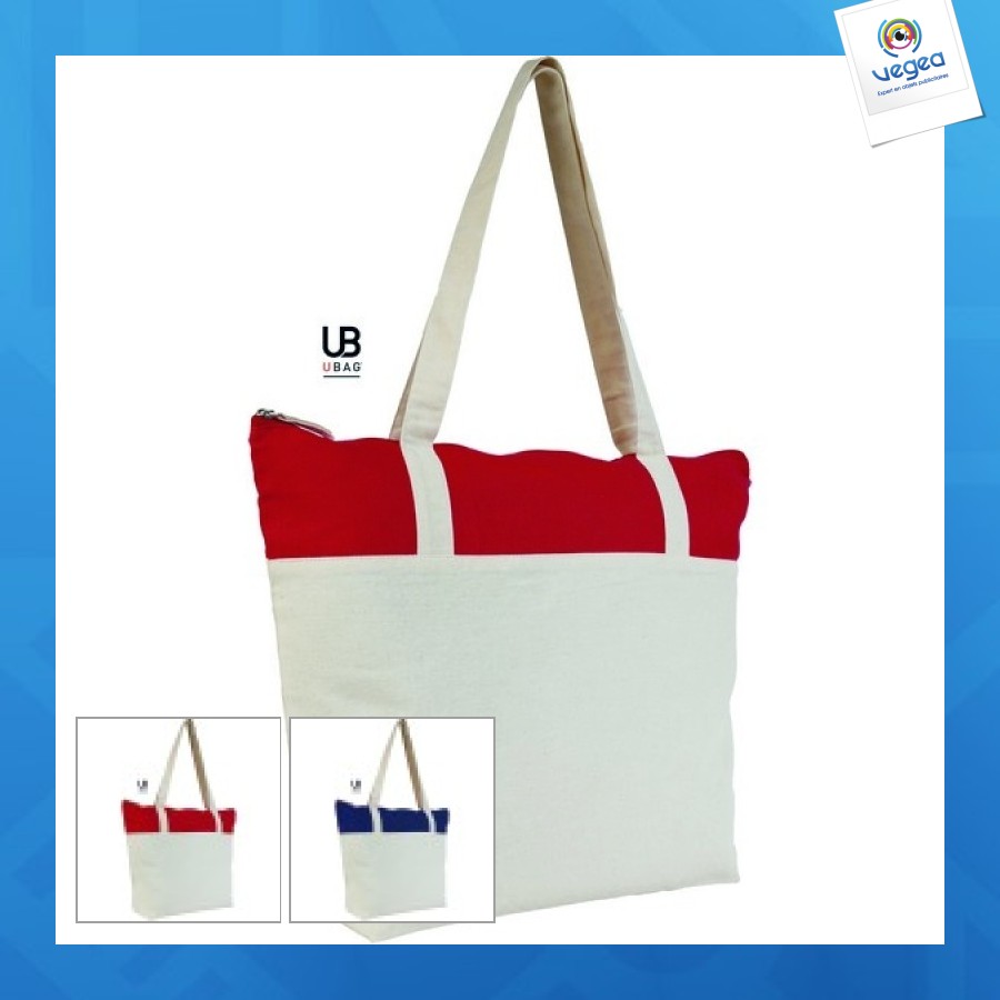 Two-tone zipped cotton bag paris