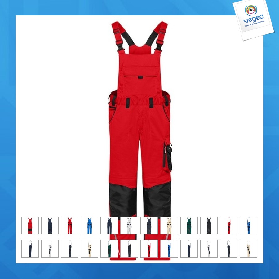 Unisex bib and brace safety trousers - james nicholson