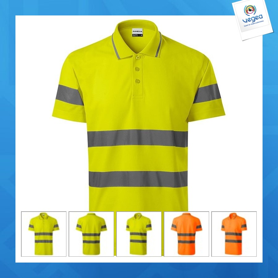 Unisex high-visibility work polo shirt