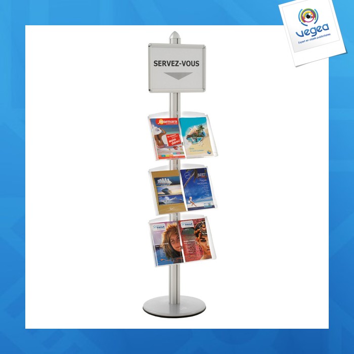 Visual-displays 1 a3 frame + 3 tilted metal shelves