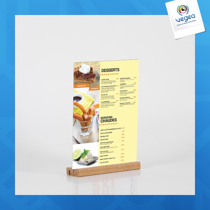 Visual/menu holder "i or v" plexiglas 1/3a4 210x105 wooden base