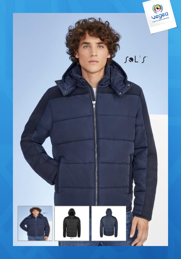 Warm parka with water-repellent down jacket and removable hood Warm parka with water-repellent down jacket and removable hood