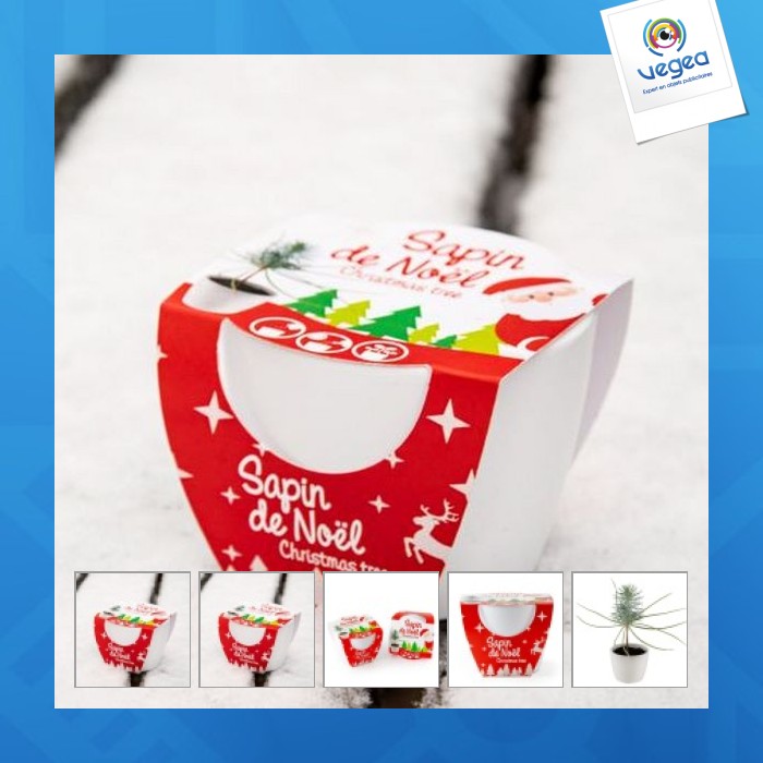 White ceramic pot 8 cm christmas tree 