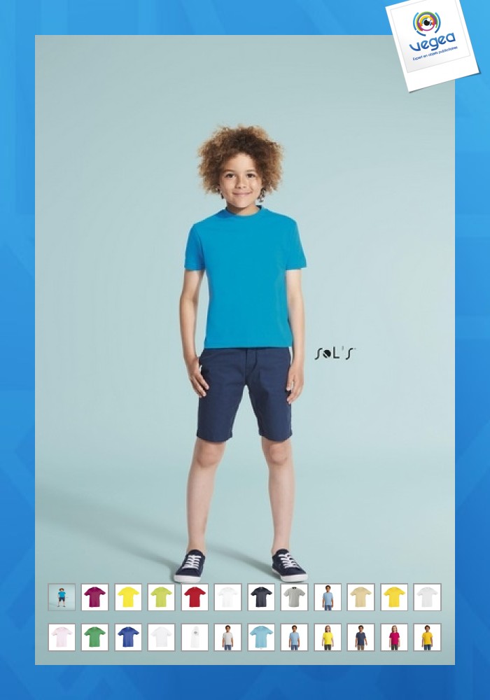 White children's round neck t-shirt 150 g sol's - regent kids - 11970b