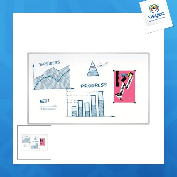 White lacquered board 45 x 60 cm aluminium frame