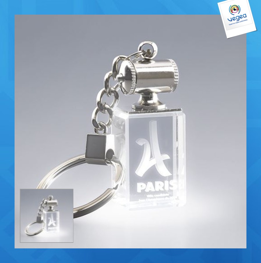 White luminous rectangle key ring