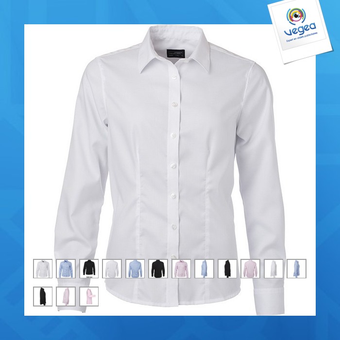 Women's micro twill long sleeve shirt - james nicholson