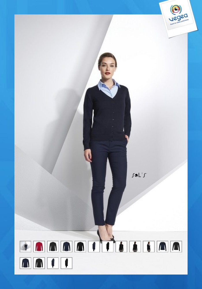 Women's v-neck buttoned cardigan 280 g sol's - golden women