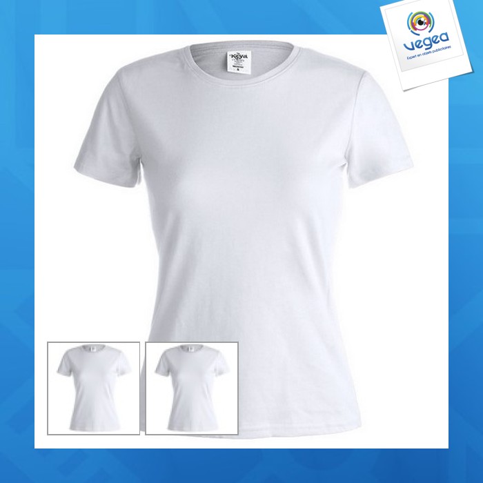 Women's white keya t-shirt in 150 g/m2 cotton