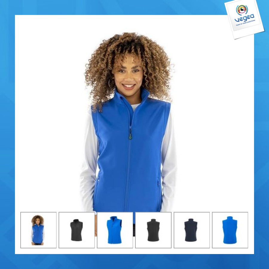 Womens recycled 2-layer printable softshell bodywarmer