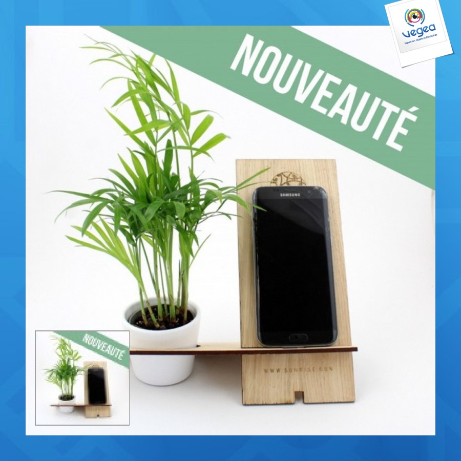 Wooden telephone holder + 1 plant